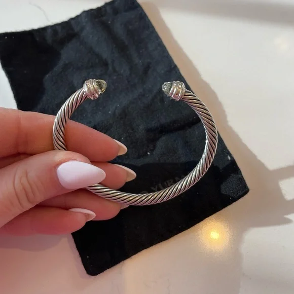 David Yurman bracelet in Sterling Silver with Prasiolite and Pavé Diamonds - Picture 2 of 4